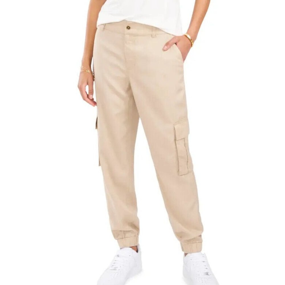 Vince Camuto Tan soft lyocell Cargo Pant Size M Nordstrom Belt loops Elastic
